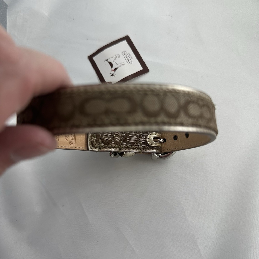 COACH Brown Signature Canvas Leather Dog Collar with Charms
